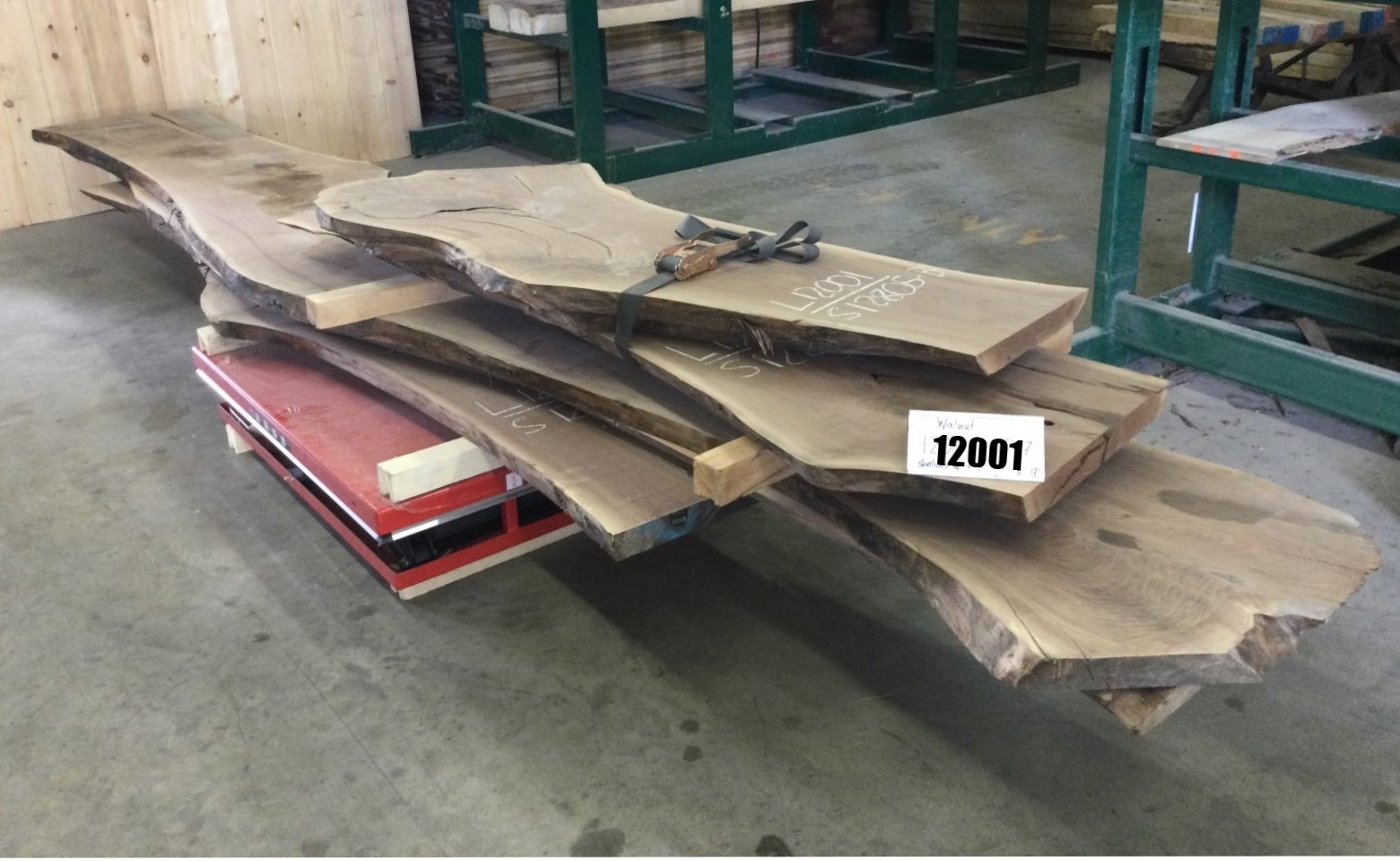large maple log slabs 1200 on red stand