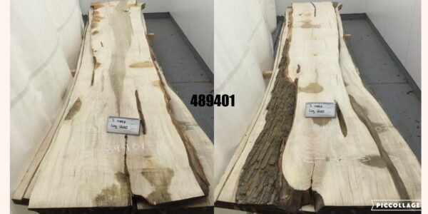 two large wood slabs on metal stands 401