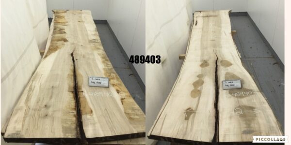 two large wood slabs on metal stands 489403