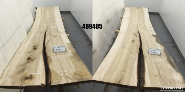 two large wood slabs on metal stands 489405