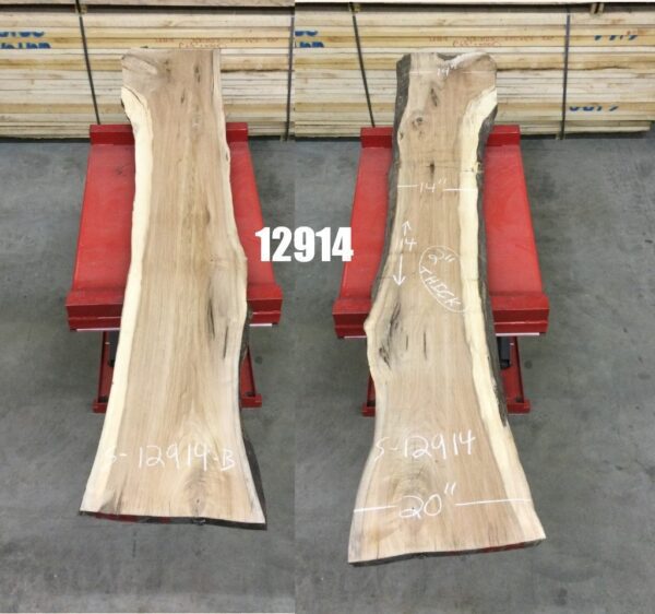 wooden slabs with red stands with number 12914